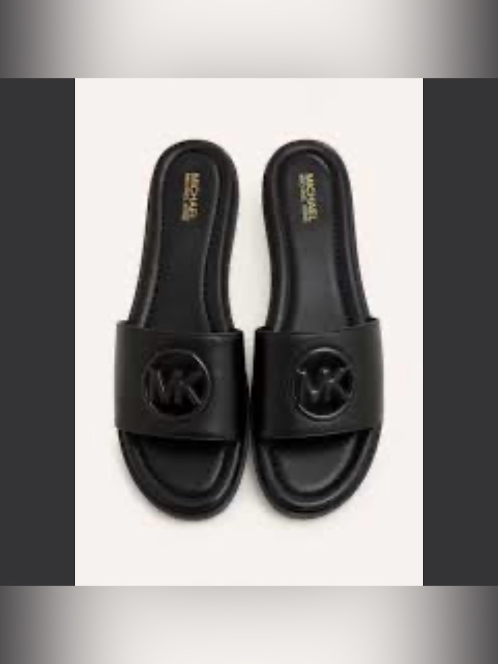 Michael Kors Black MK Logo Slide Sandals 7.5